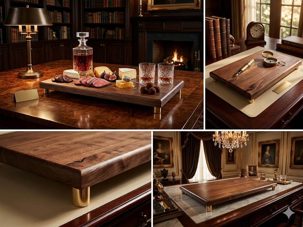 The Sovereign Walnut Serving Board – Minimalist Footed Charcuterie Block